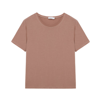 Flat lay of dusty rose short sleeve pajama shirt
