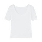 flat lay of the white ribbed top