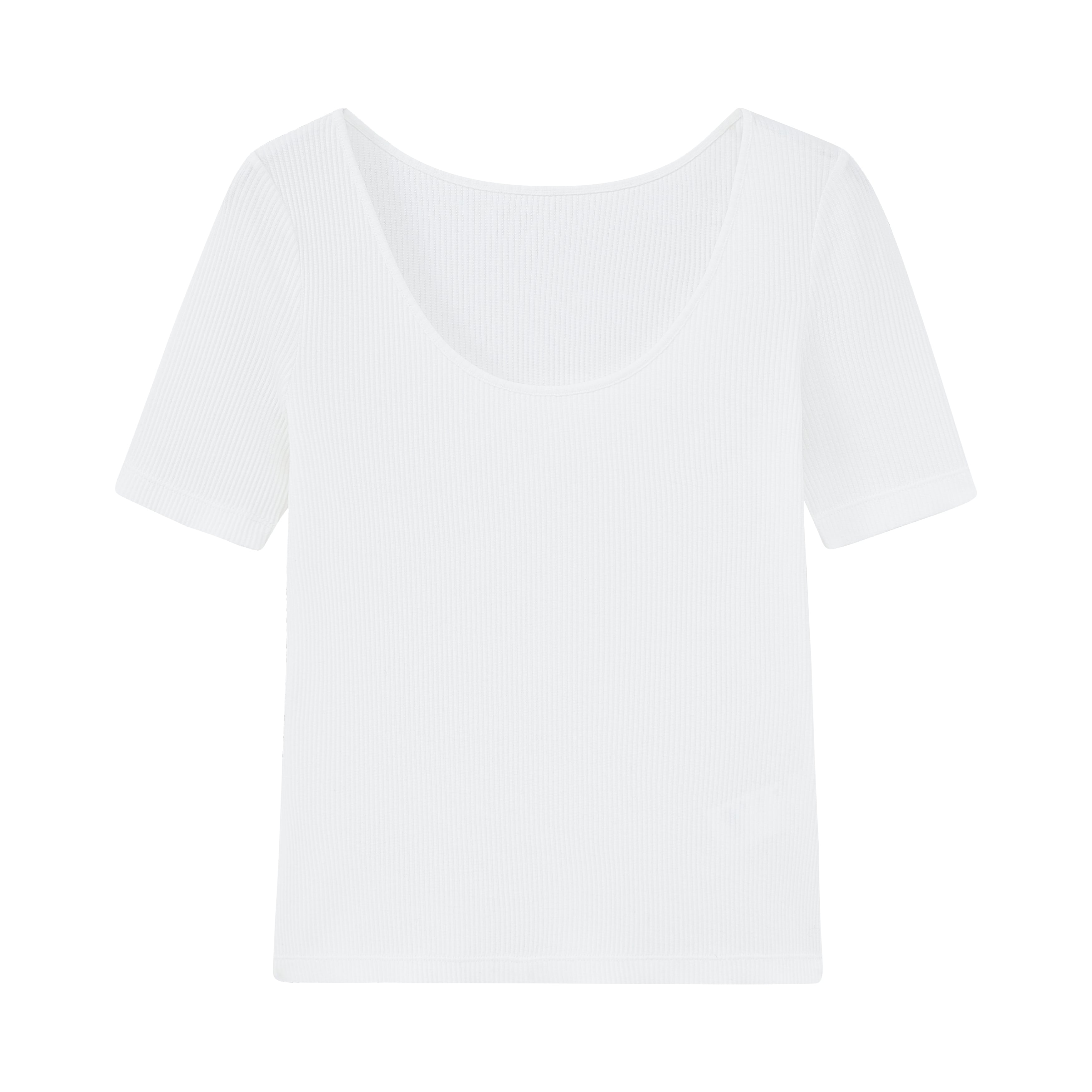 flat lay of the white ribbed top