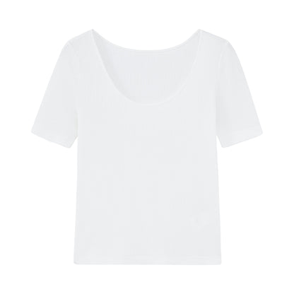 flat lay of the white ribbed top