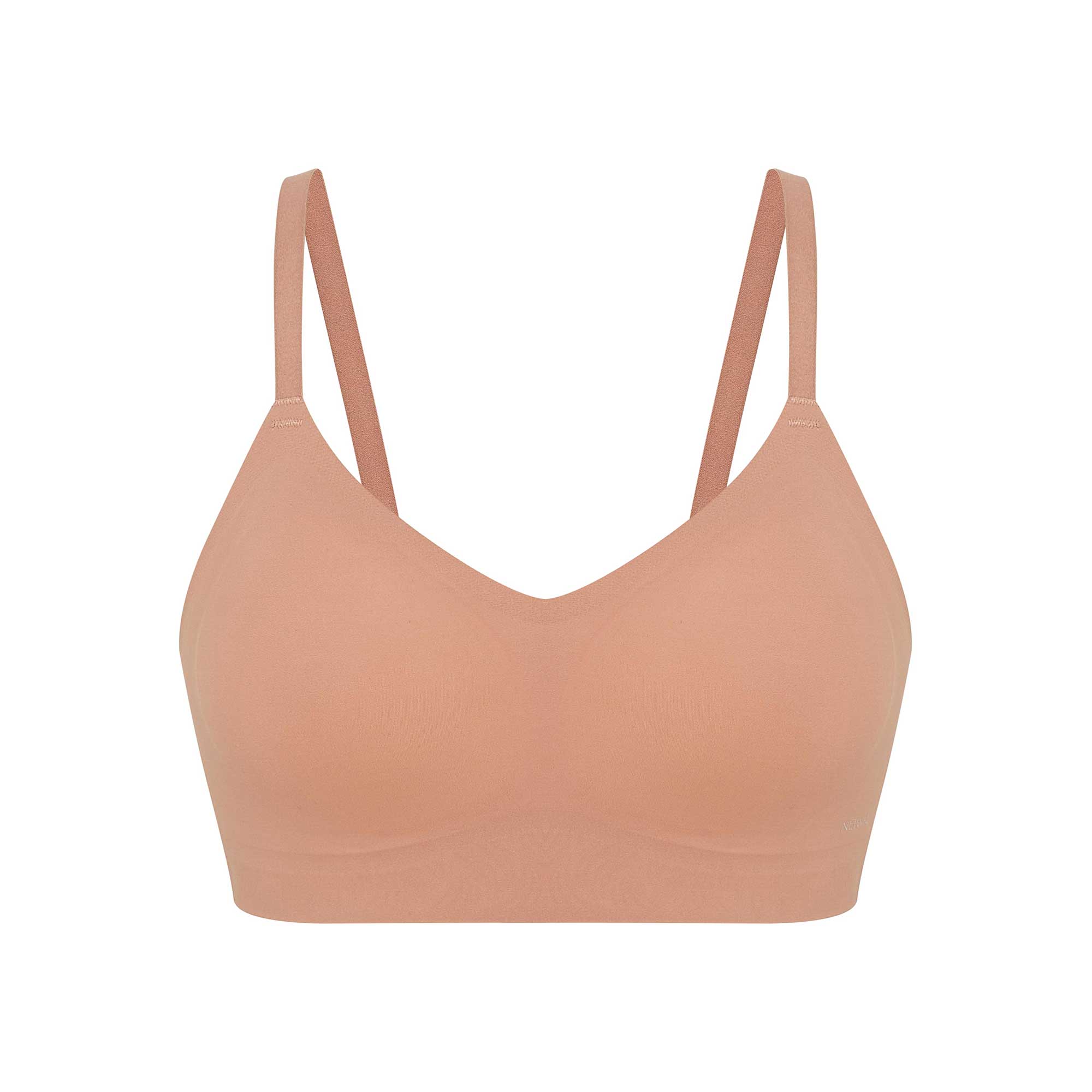 flat lay of a caramel bra