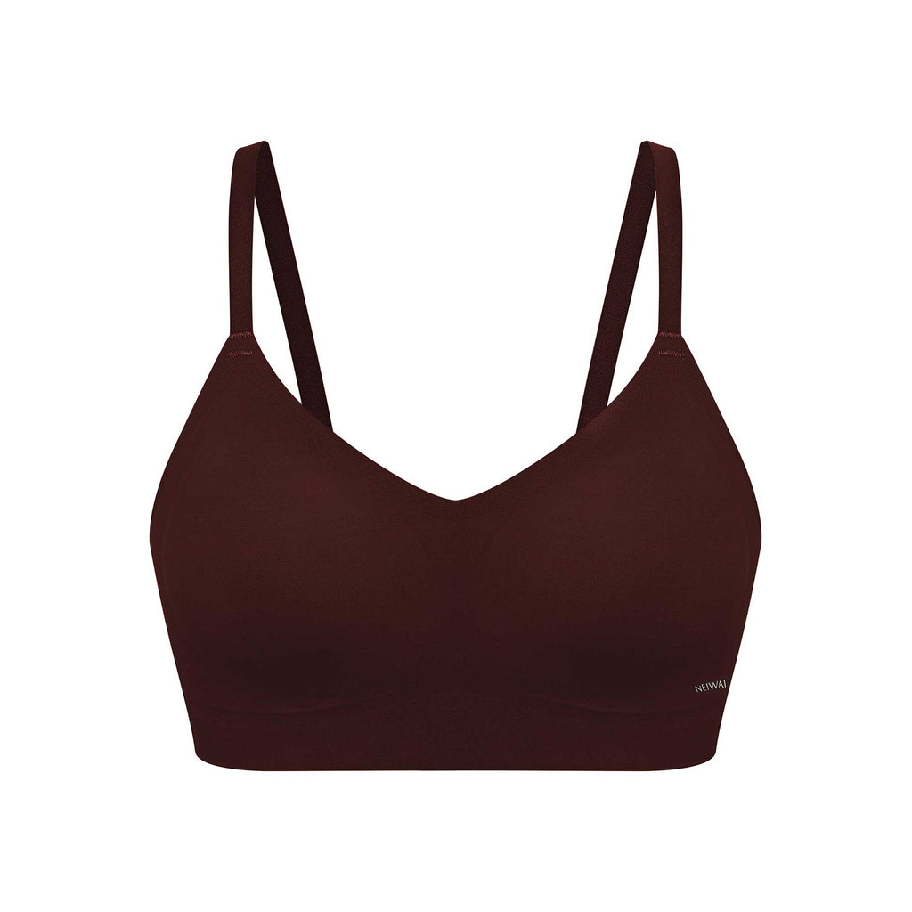 flat lay of a brown bra