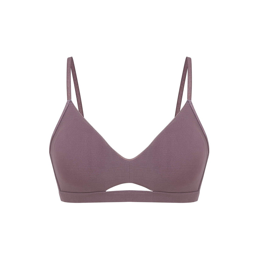 flat lay of purple bra