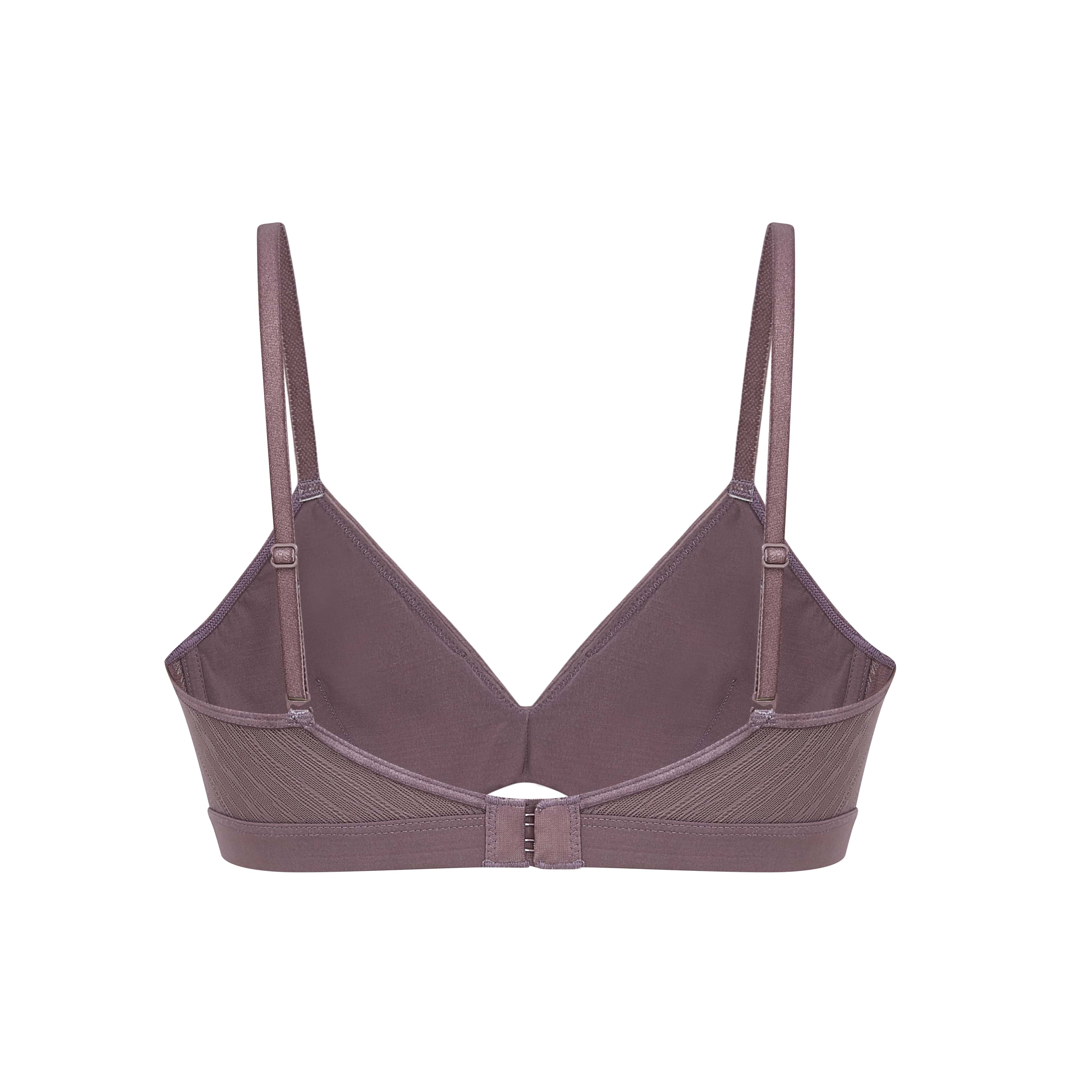 back flat lay of purple bra