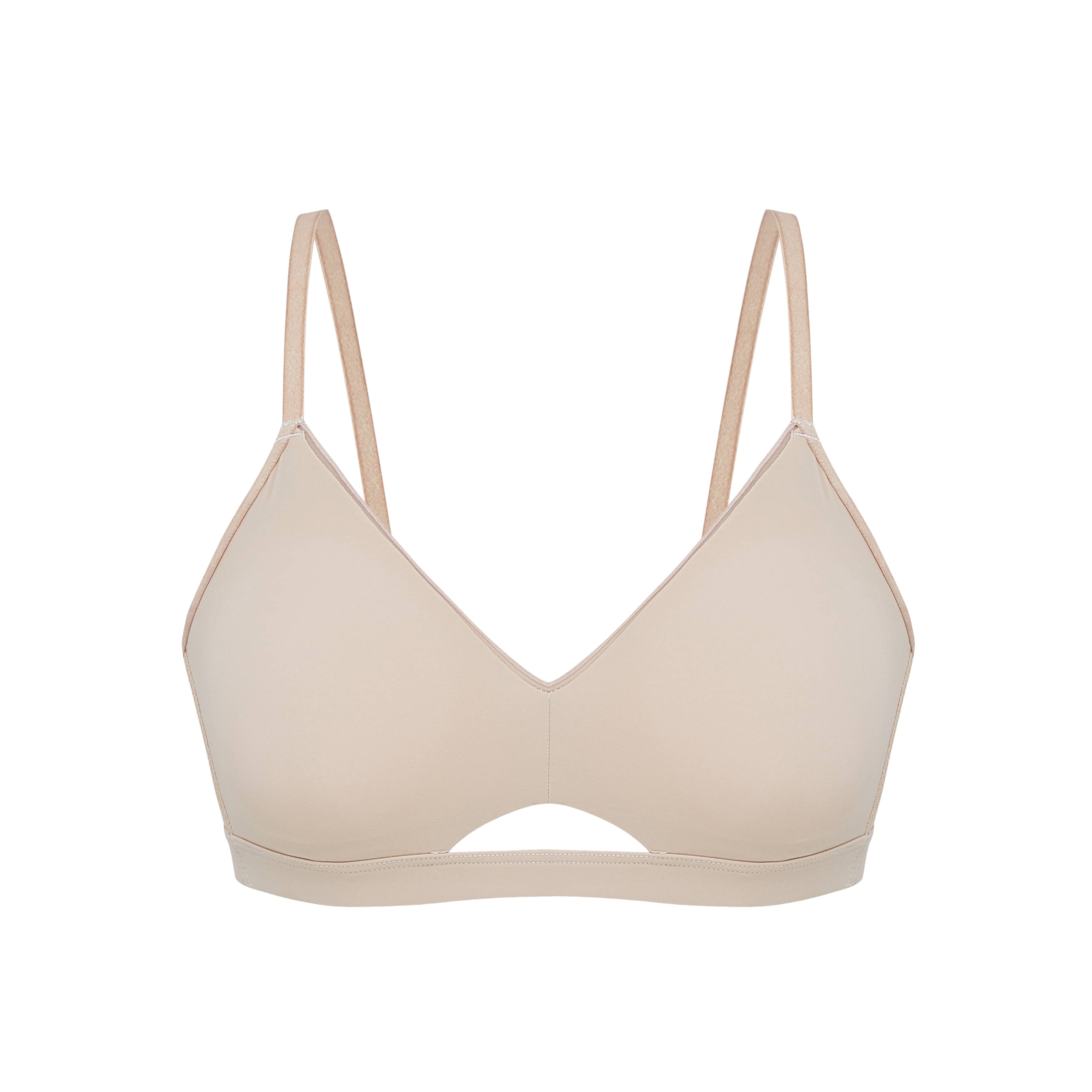 flat lay of nude bra