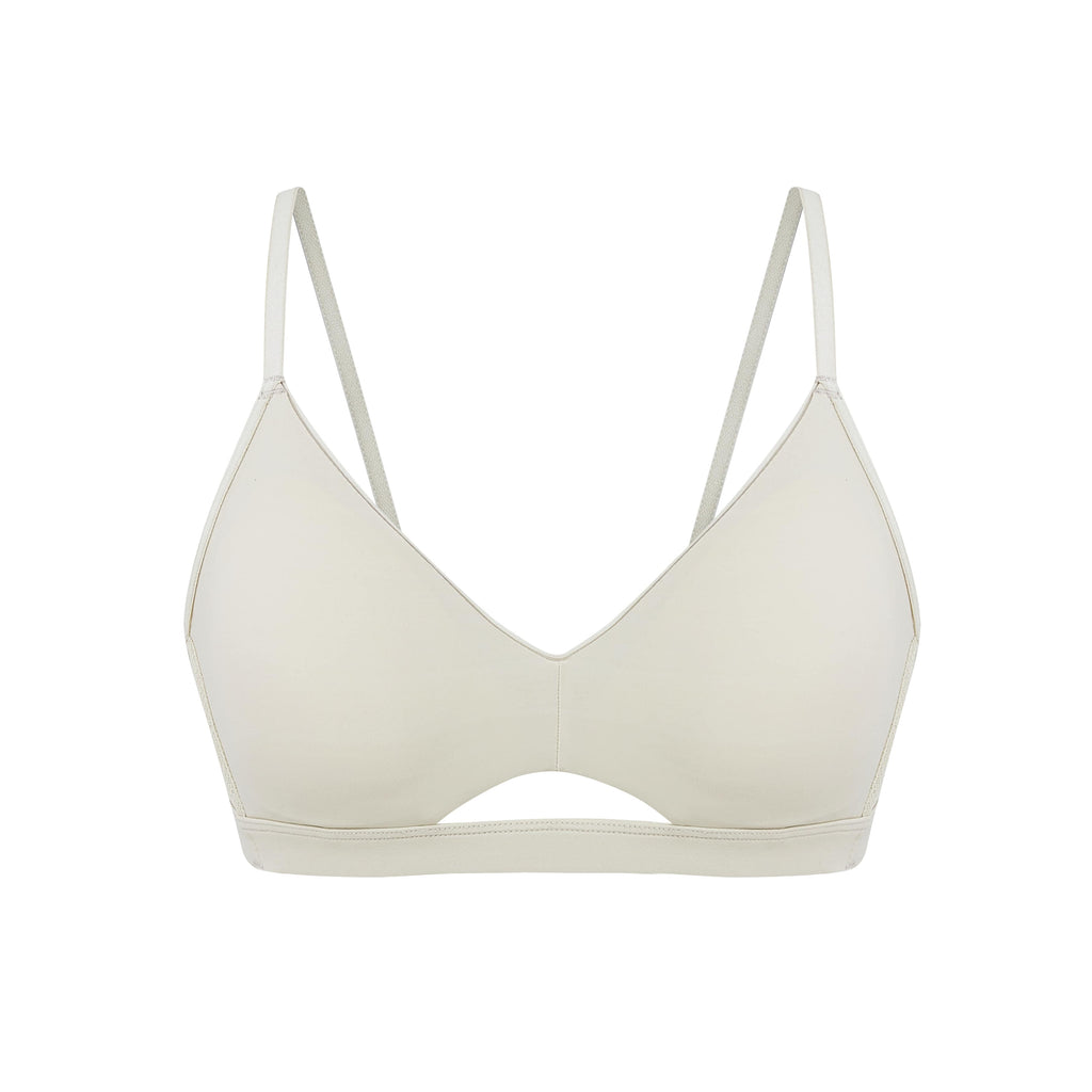 flat lay of white bra