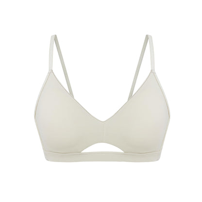 flat lay of white bra