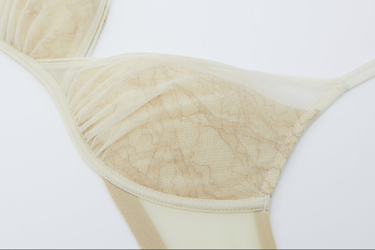 Close-up of material of lace bra