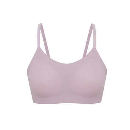 Flat lay of spaghetti strap bra in lavender