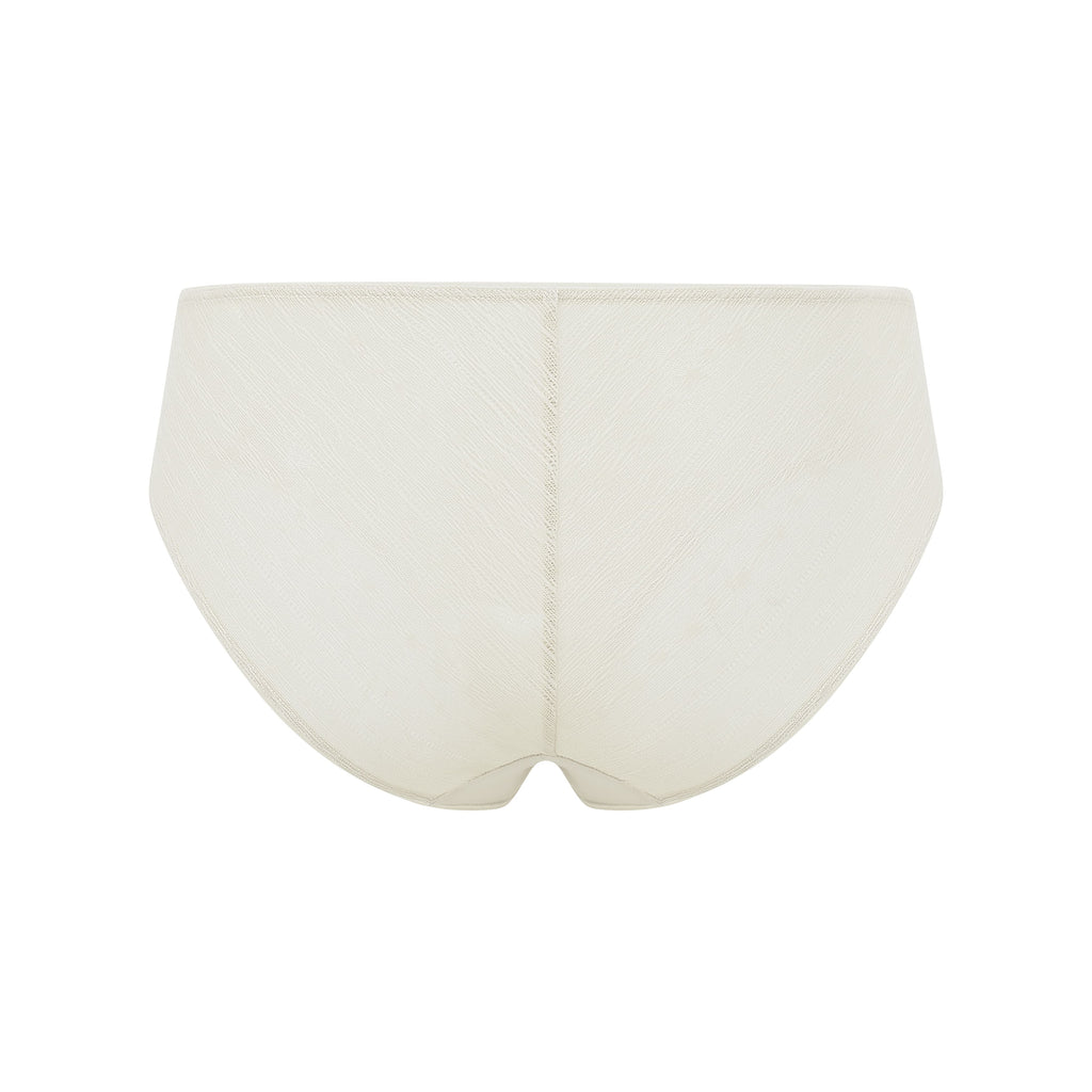 back of flat lay of white brief 