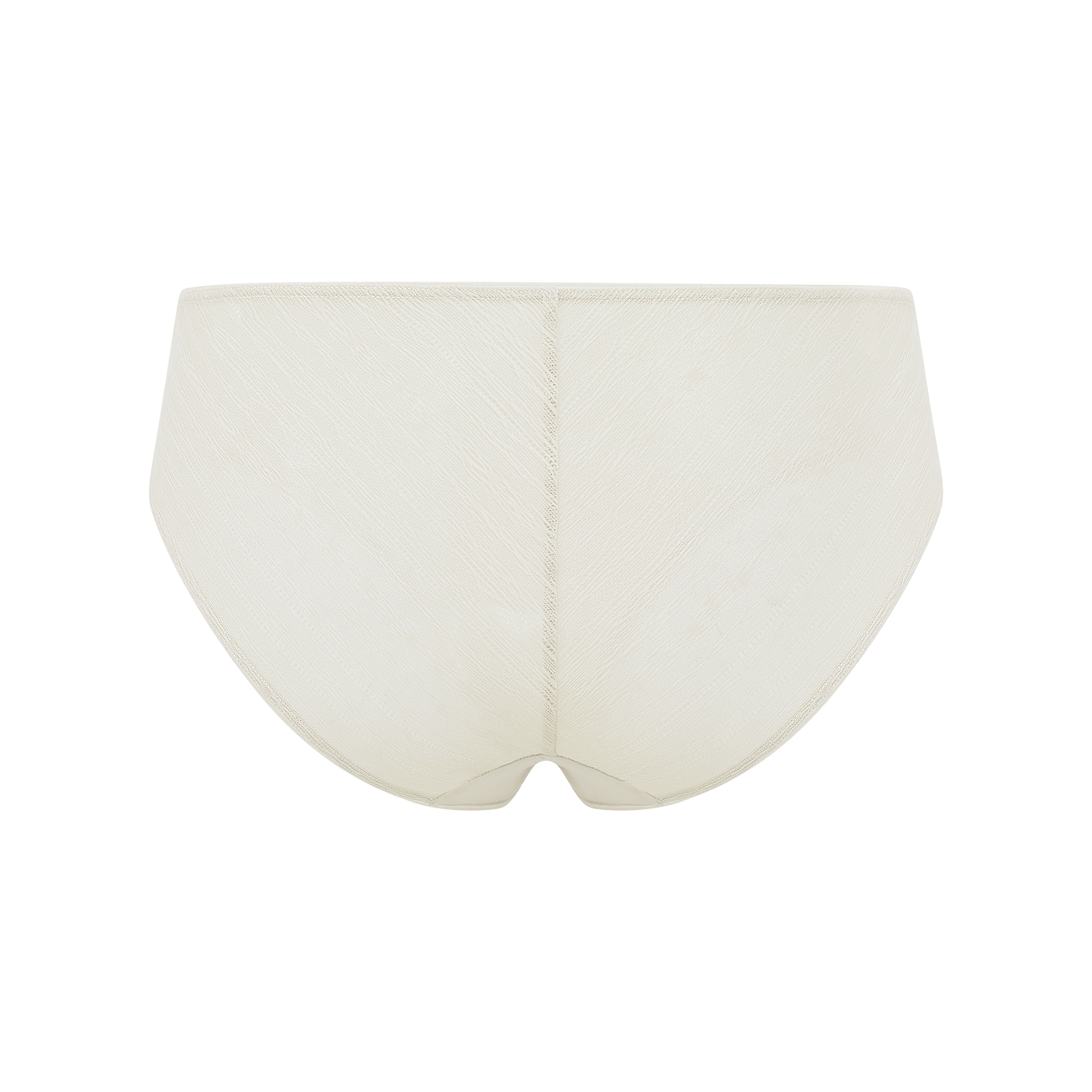 back of flat lay of white brief 