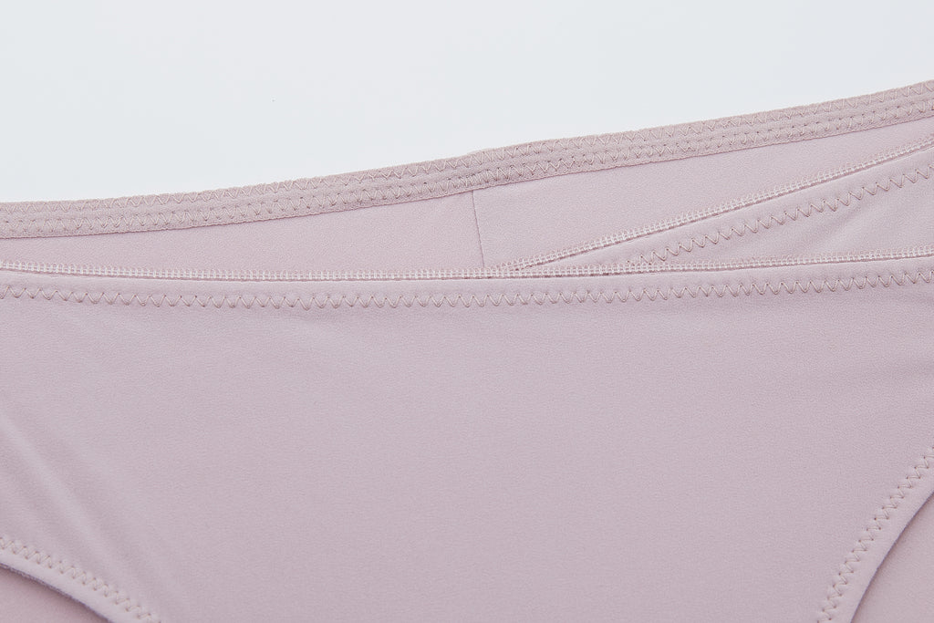 close up view of flat lay of light purple brief