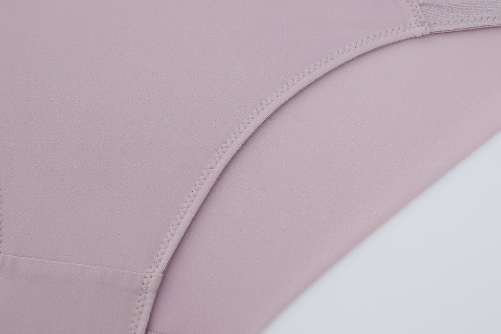 close up view of flat lay of light purple brief