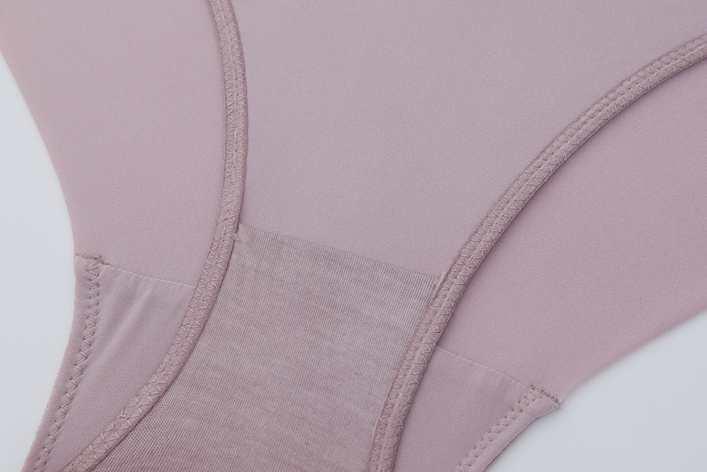 close up view of flat lay of light purple brief