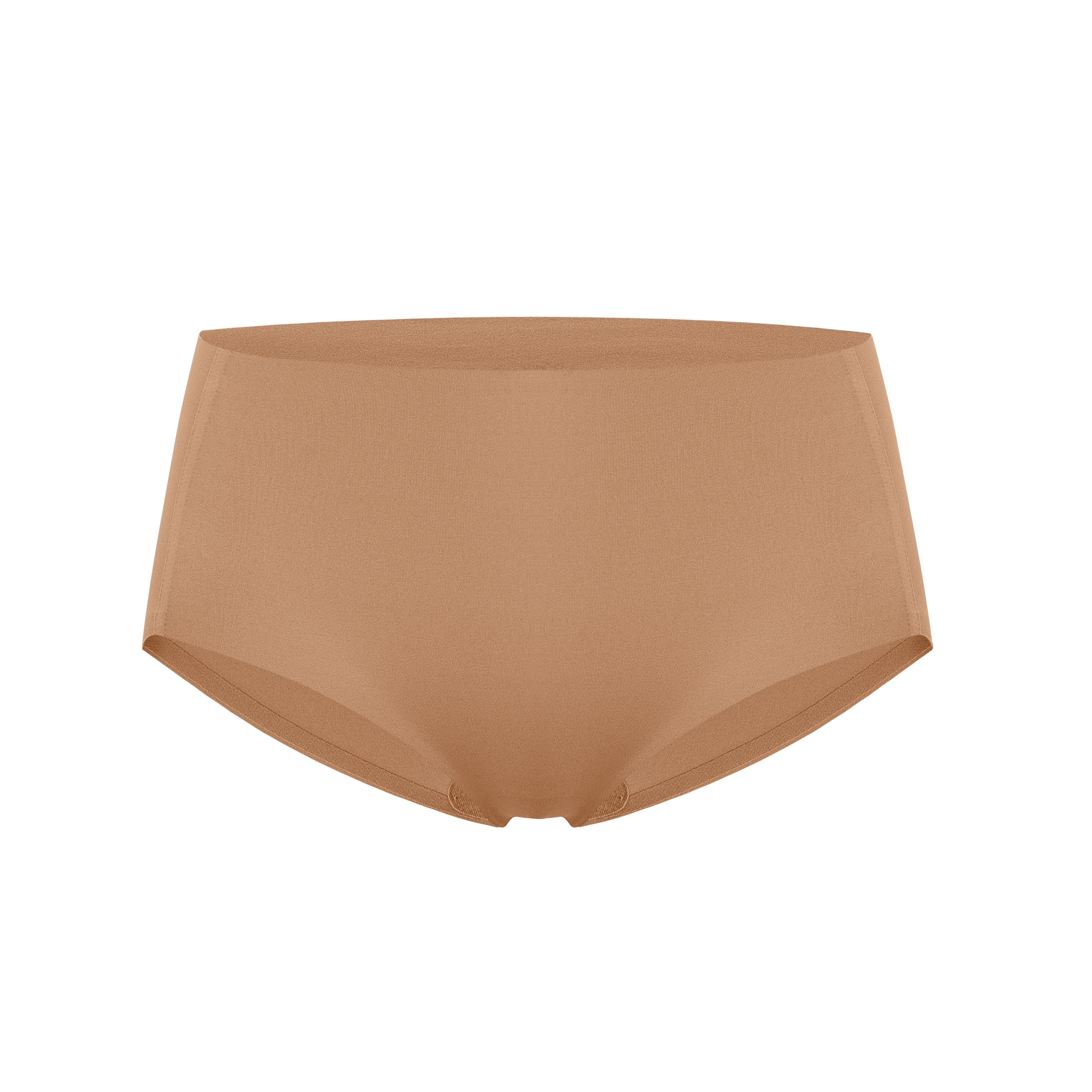 Flat lay image of tan underwear