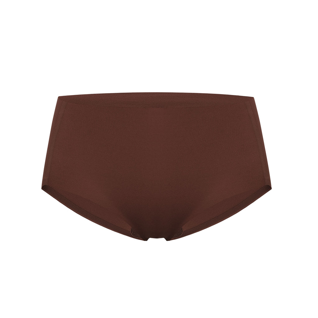 Flat lay image of brown underwear