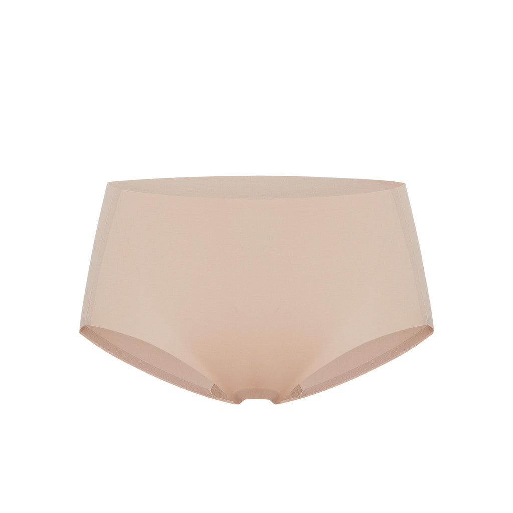 Flat lay image of beige underwear