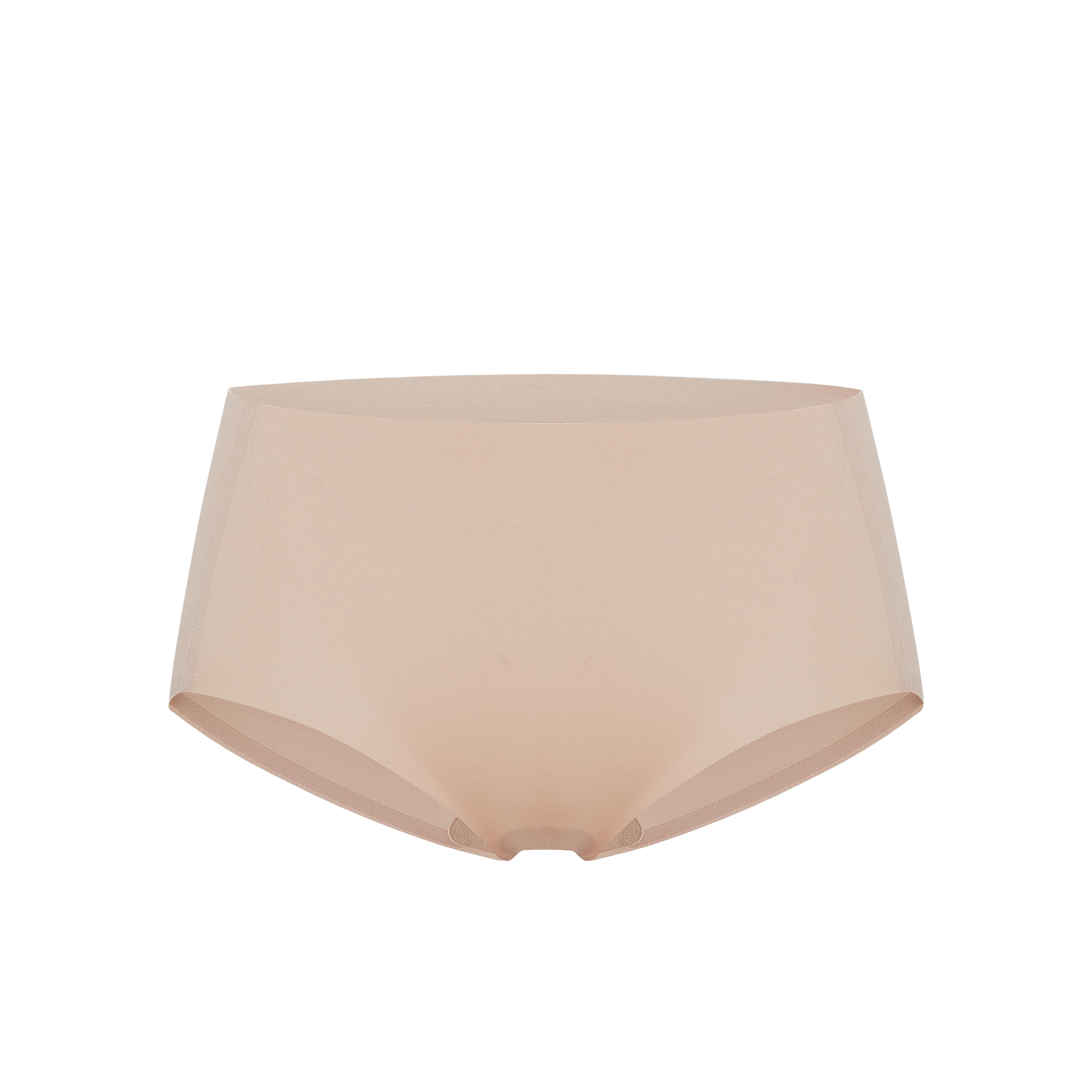 Flat lay image of beige underwear