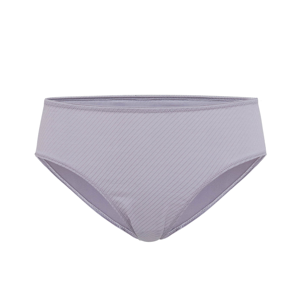 flat lay of purple brief