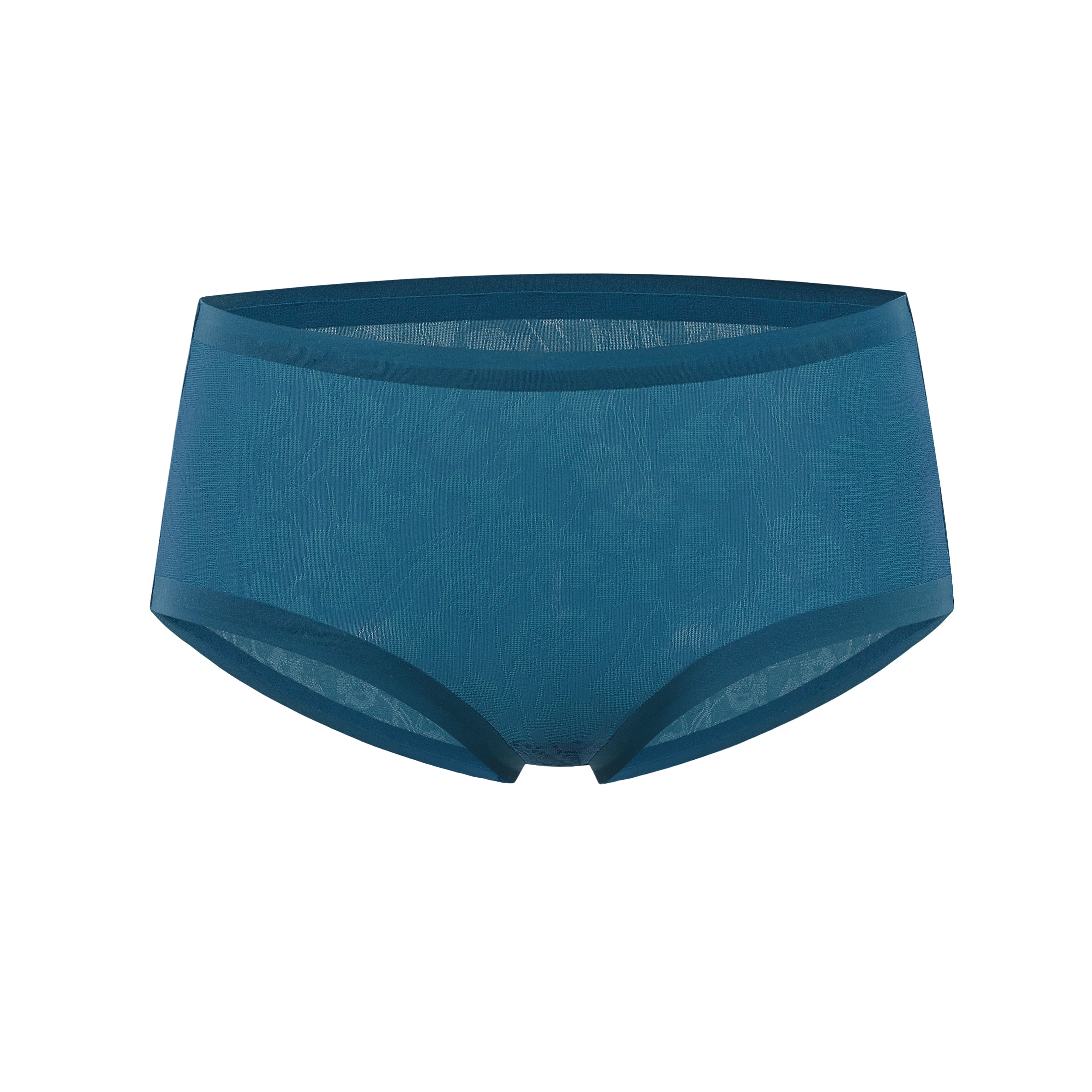 Flat lay of teal lace briefs