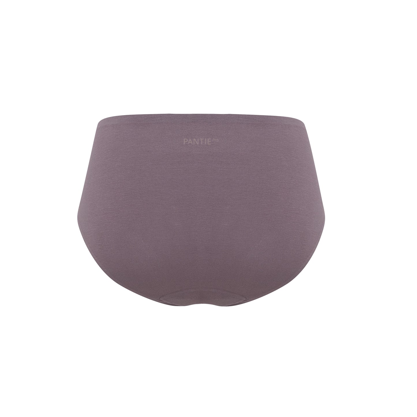 a purple mid waist period brief from back