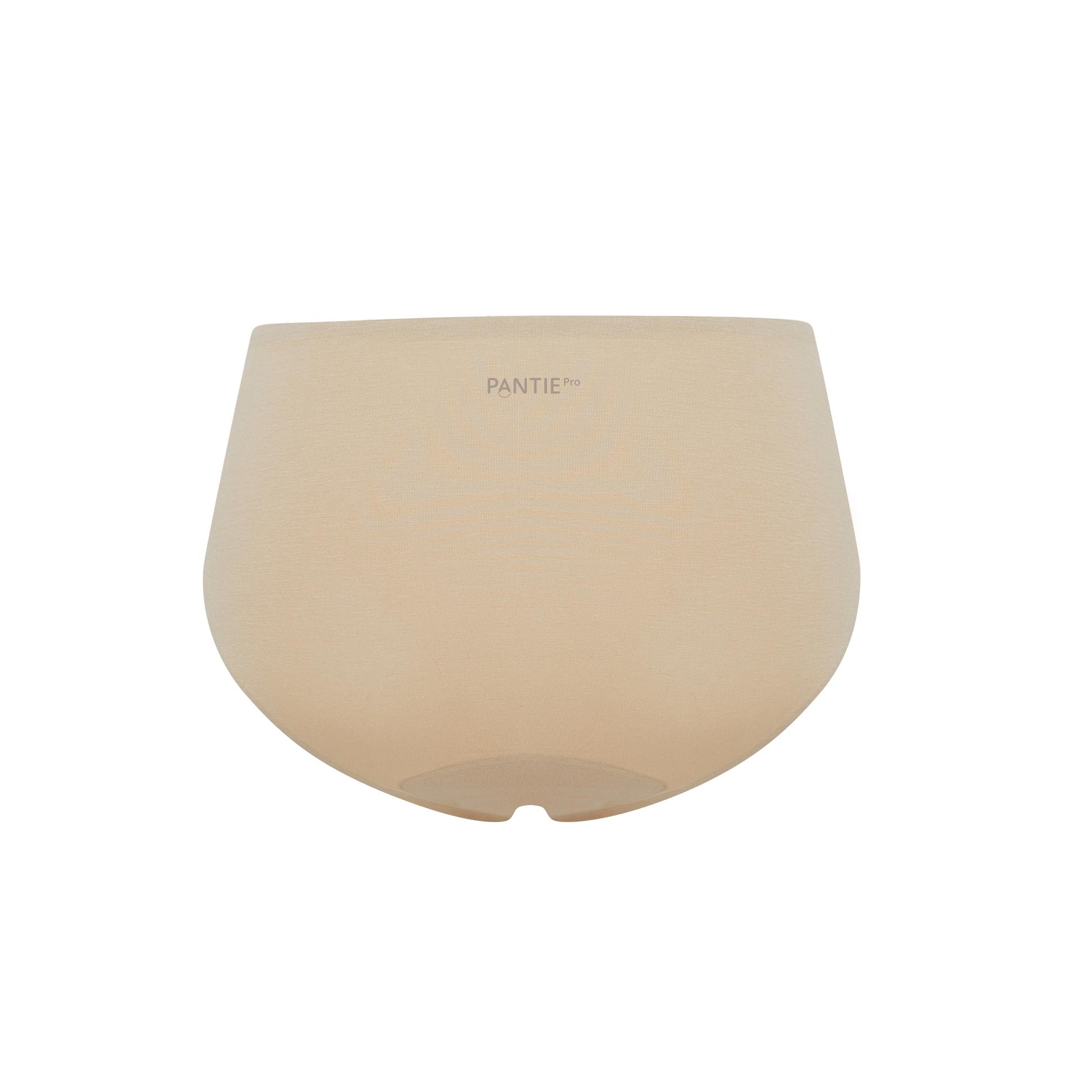 a nude mid waist period brief from back