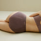 back of woman in purple bra and underwear