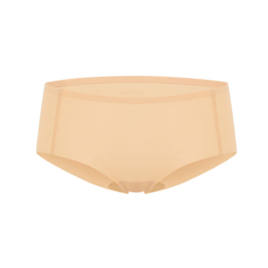 Flat lay image of light tan underwear