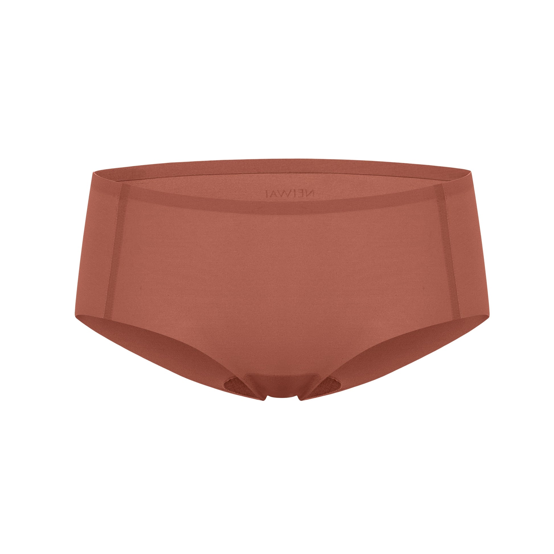 Flat lay of rust-colored underwear