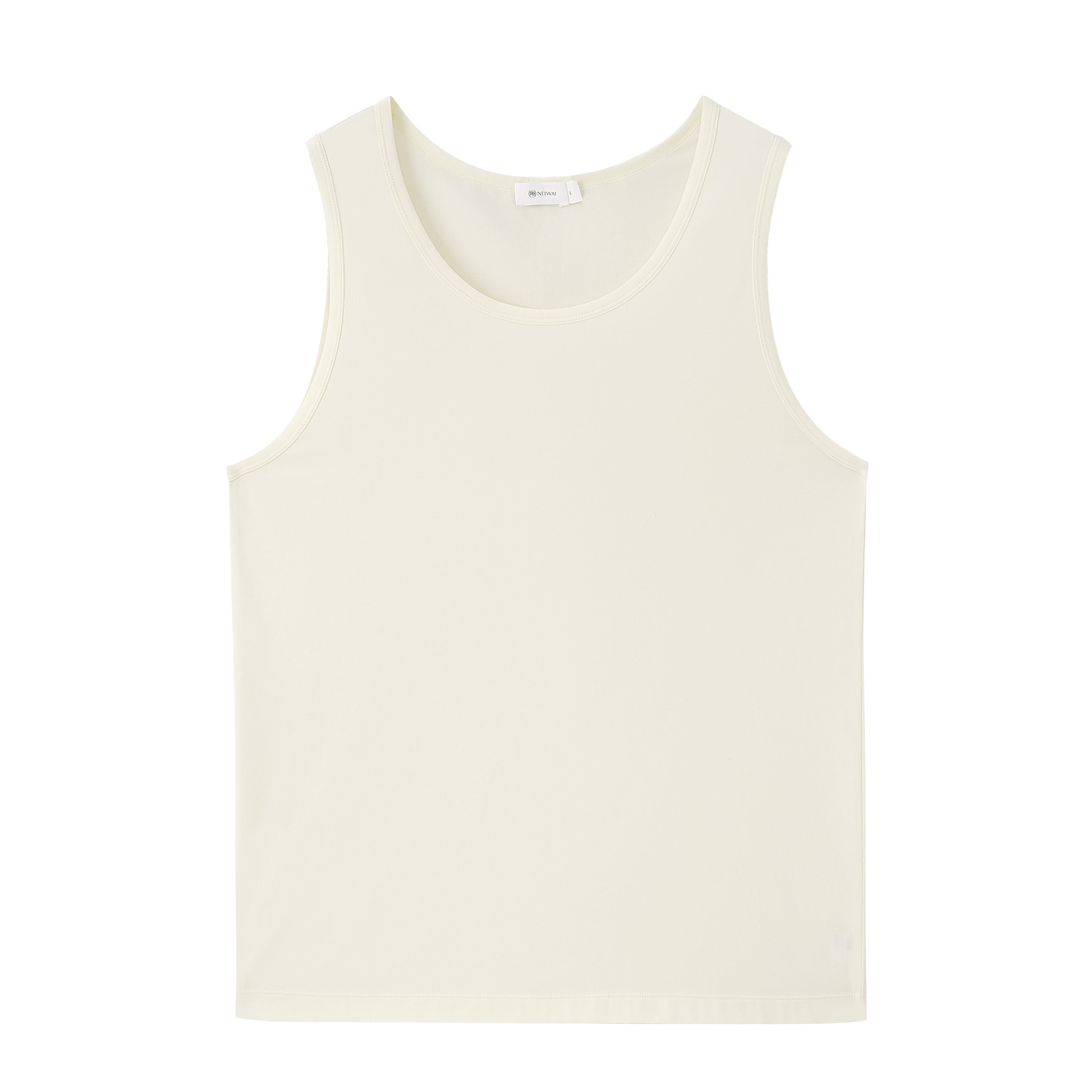 flat lay of white tank top
