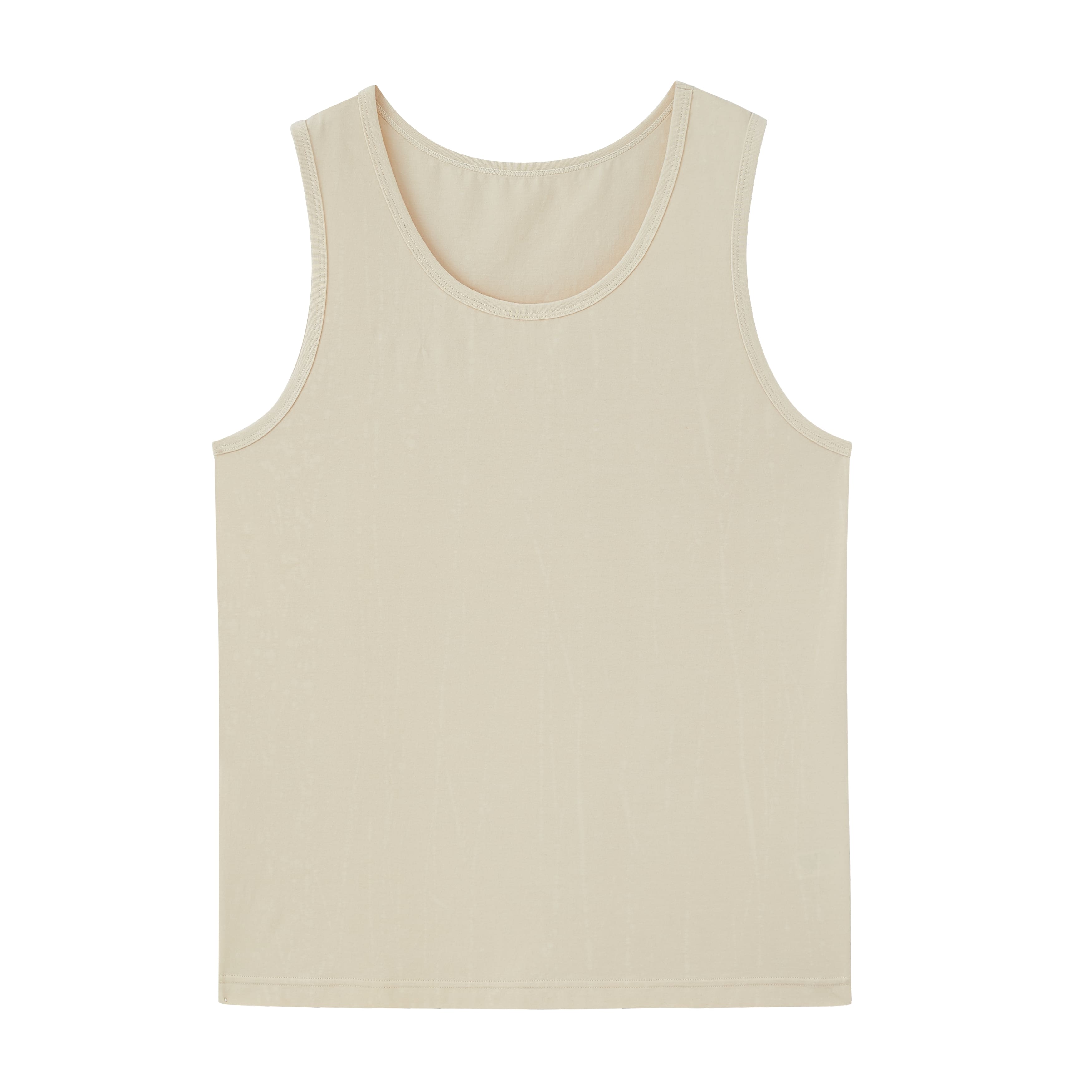 flat lay of white tank top