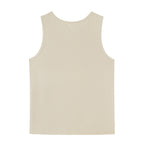 flat lay of white tank top