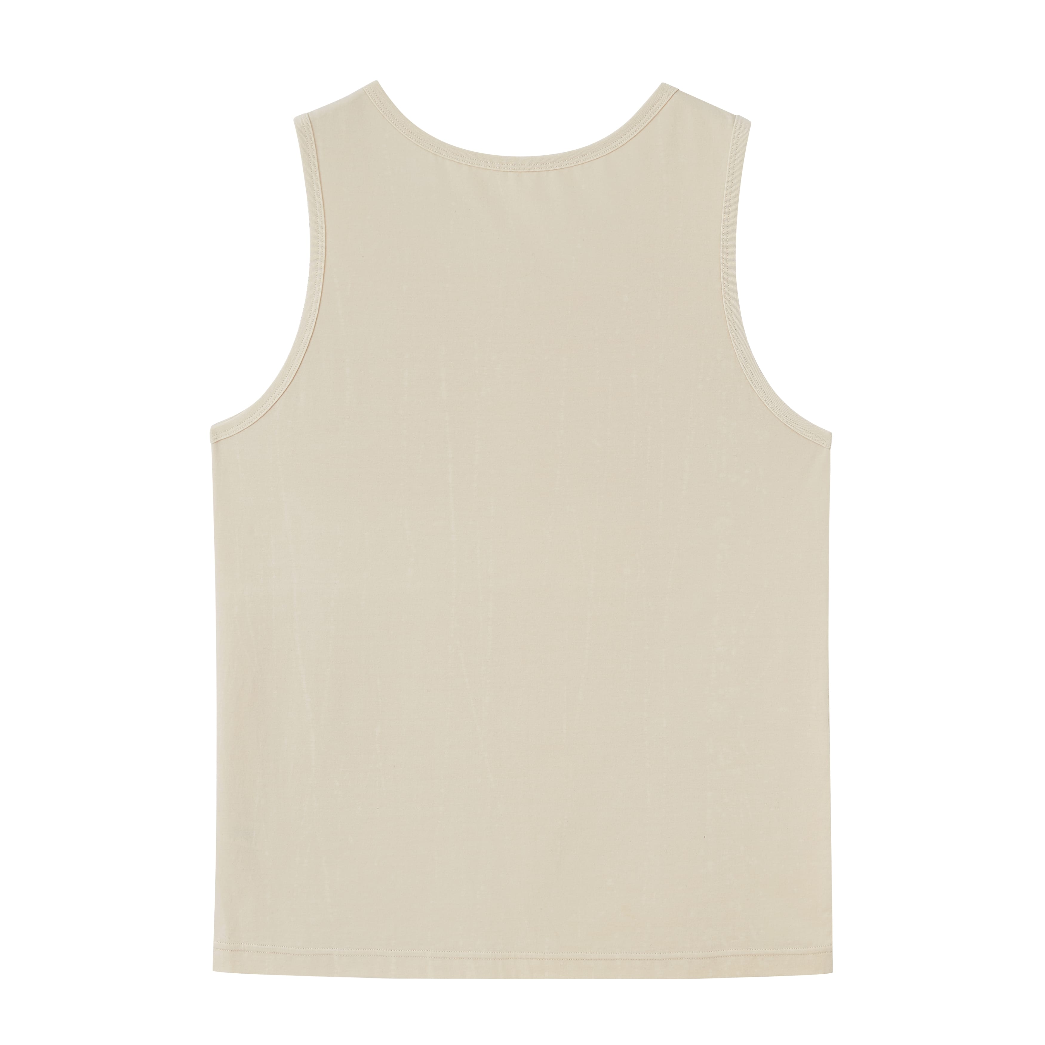 flat lay of white tank top
