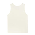 flat lay of white tank top