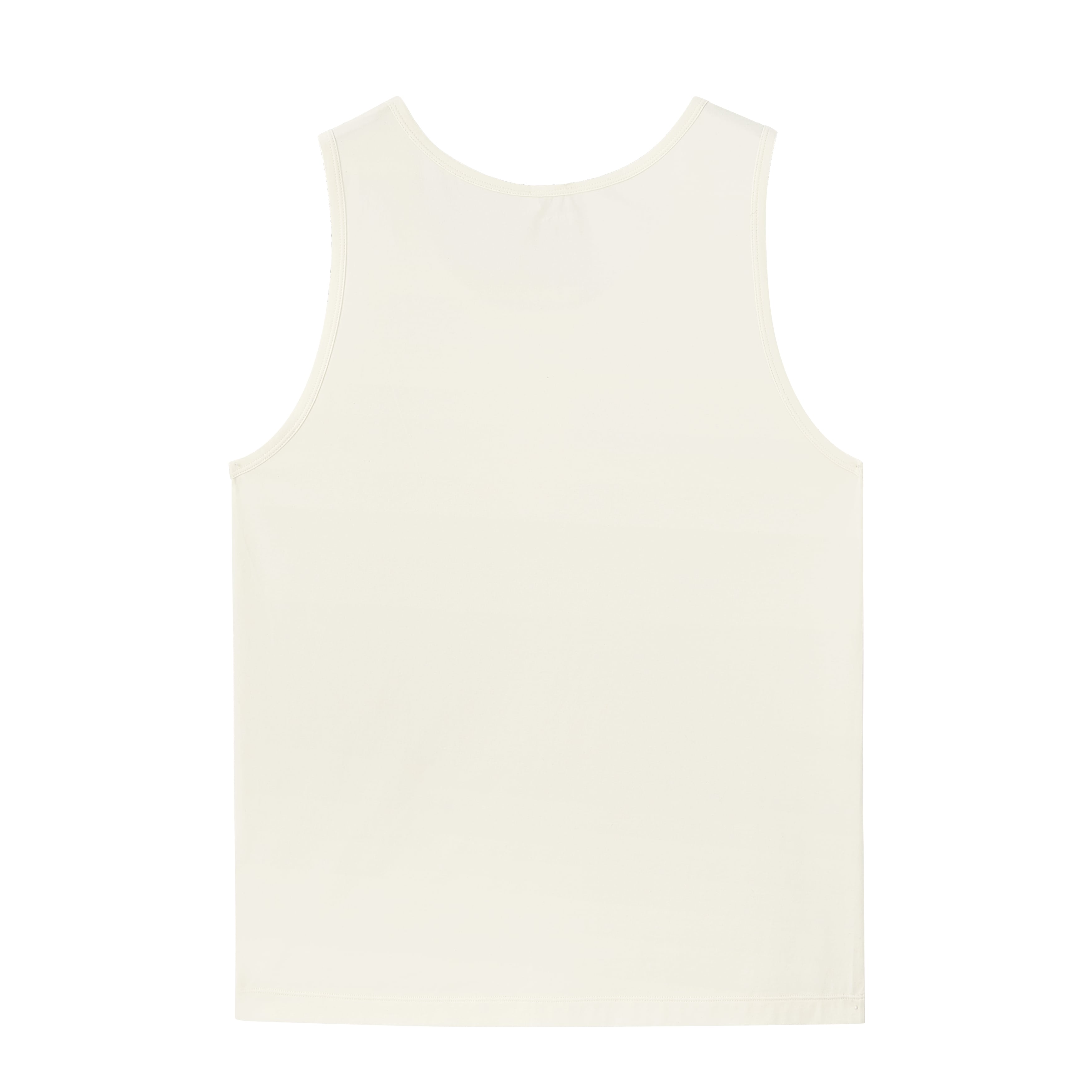 flat lay of white tank top