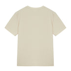 Flat lay of back of tan T-shirt. Almond color.