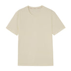 Flat lay of tan T-shirt. Almond color.