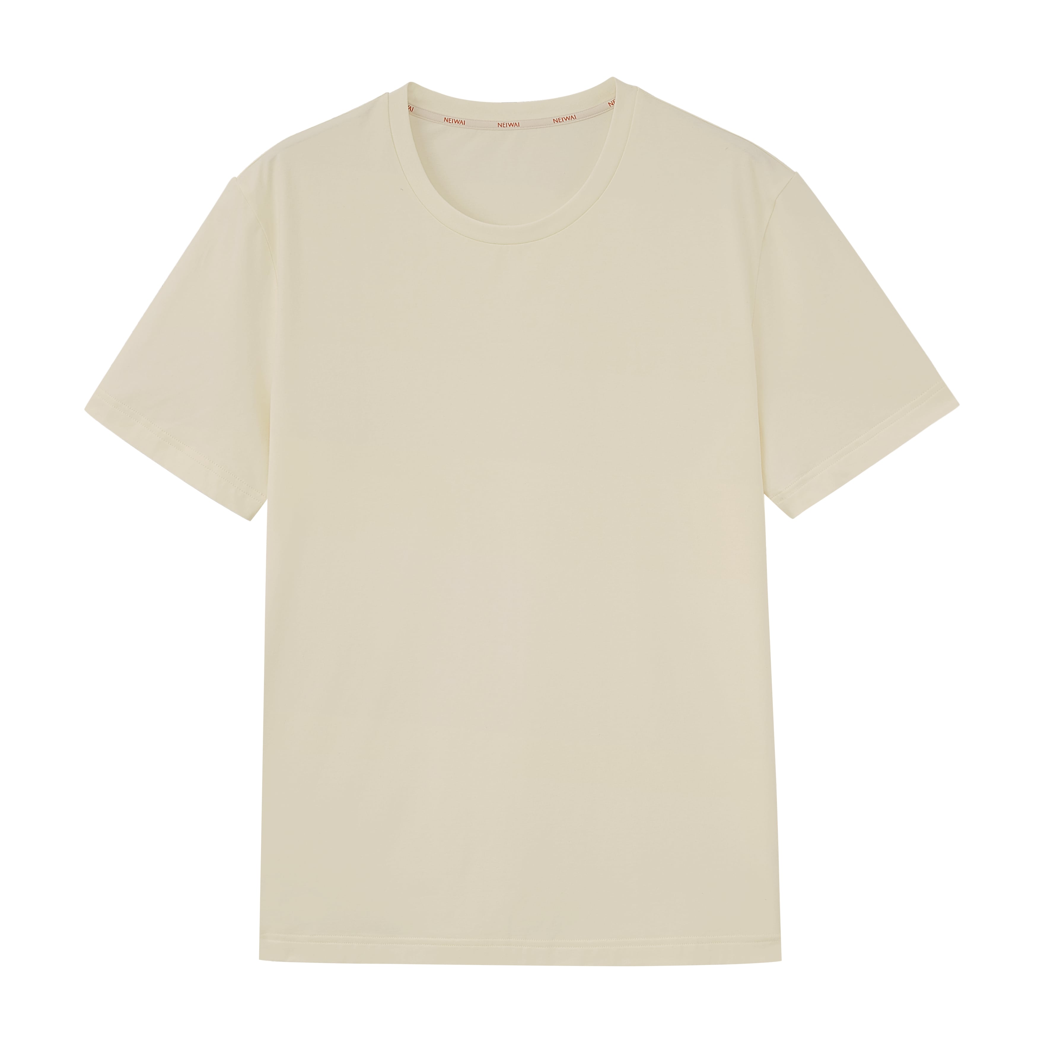 Flat lay of tan T-shirt. Almond color.