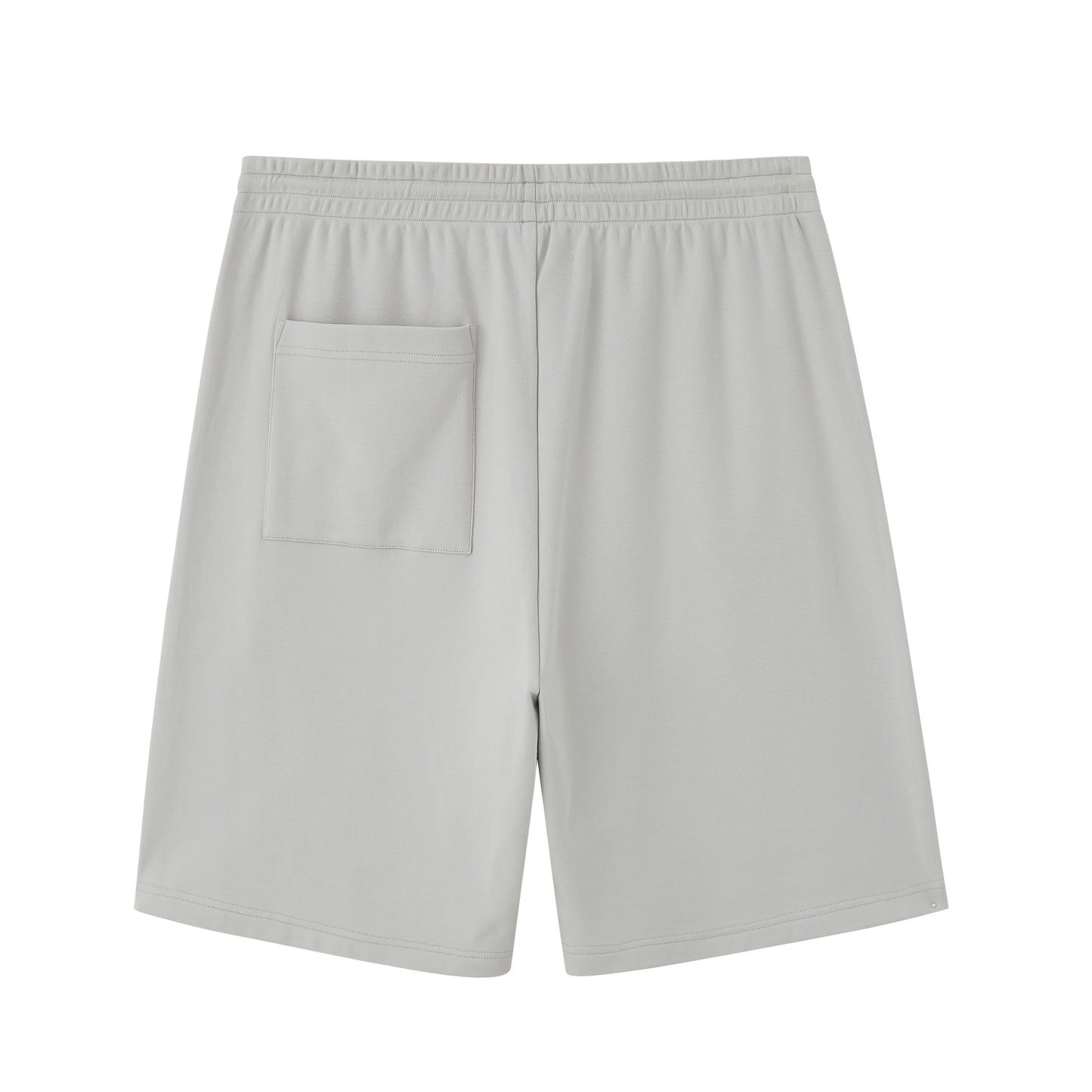 flat lay image of grey shorts from back