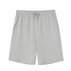 flat lay image of grey shorts