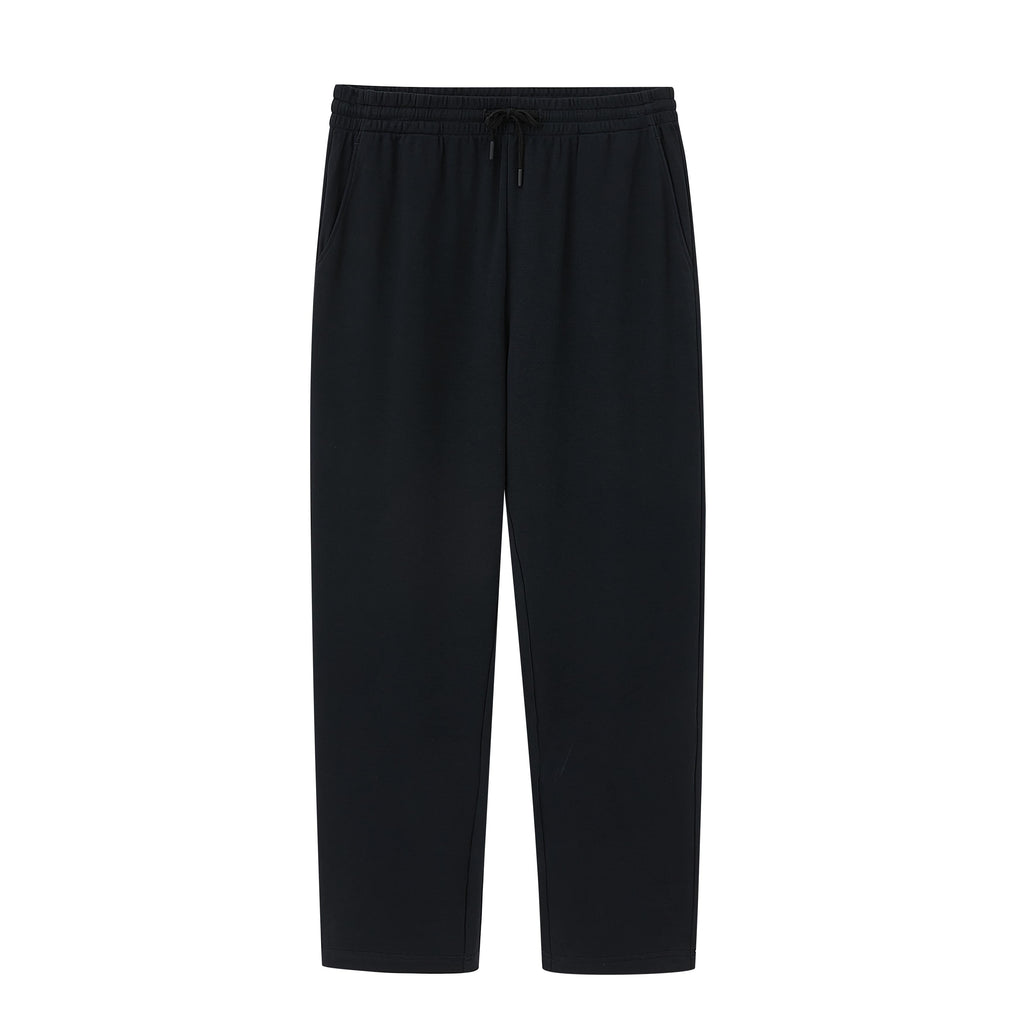 black men's lounge pants flat lay