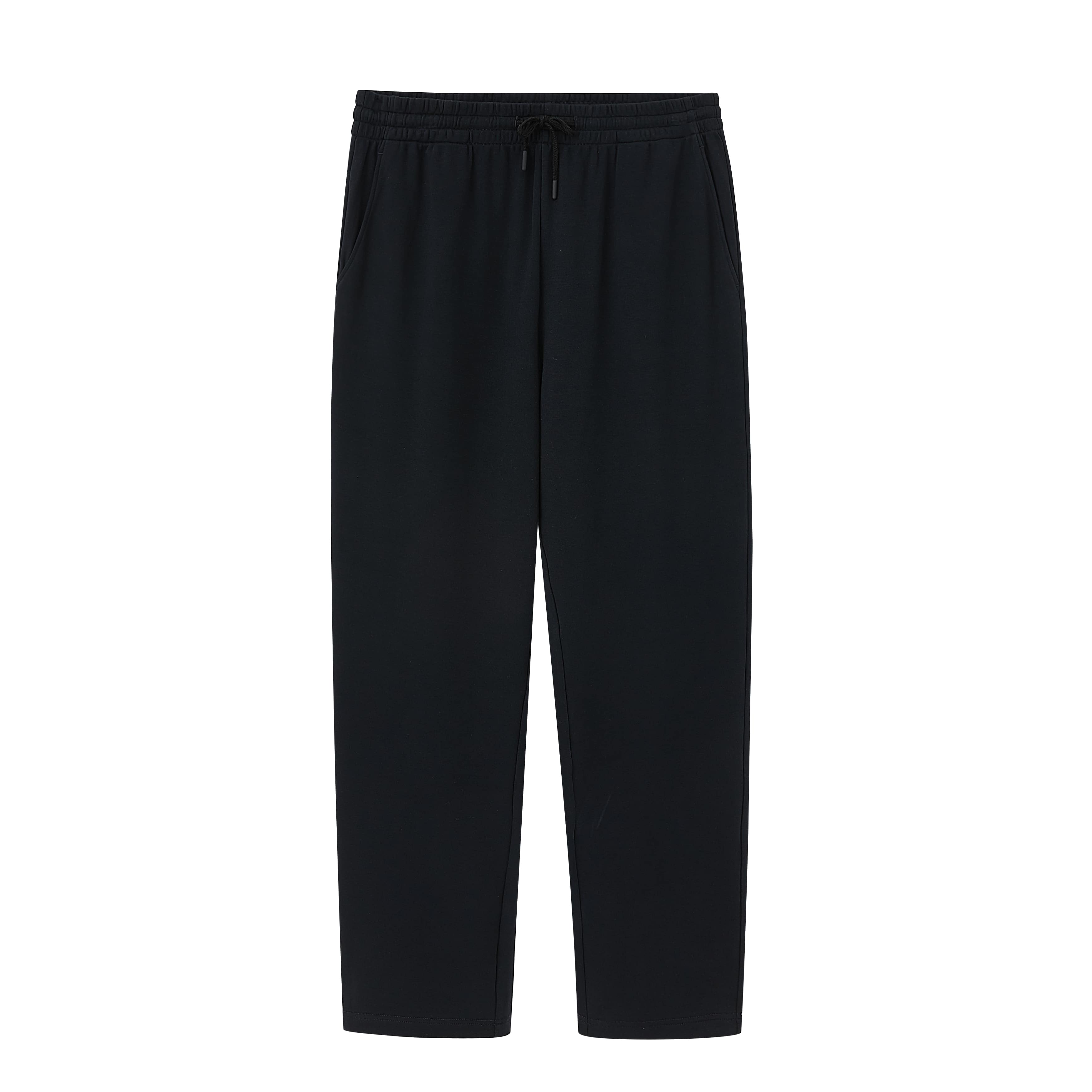 black men's lounge pants flat lay