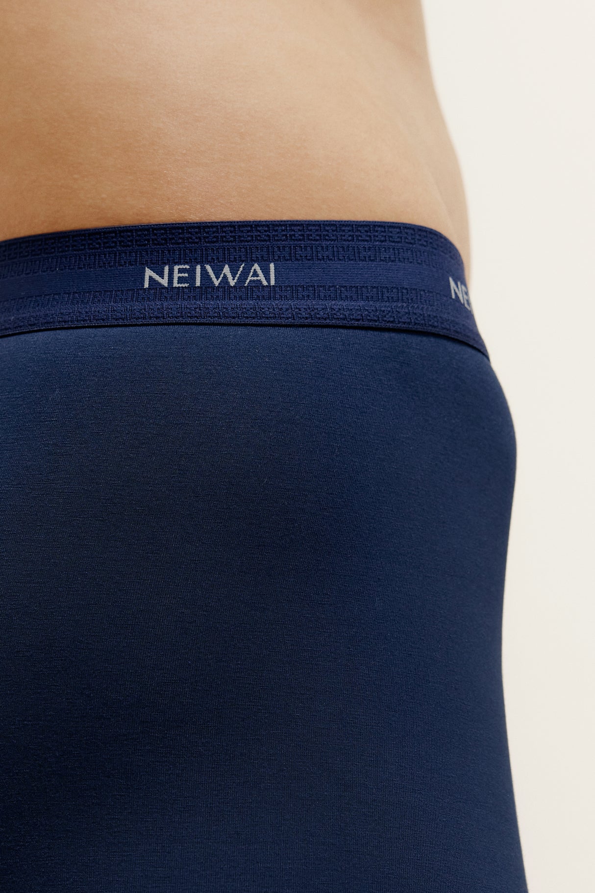 Men’s Cotton Boxer Brief with NEIWAI logo printed on the waist. Navy color.