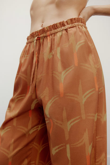 the close look of the waist of the pajama pants