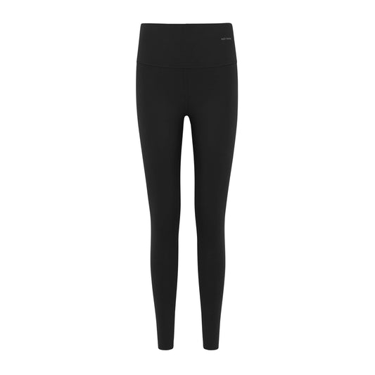 Flat lay image of black leggings