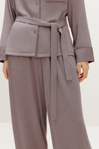 belted purple pajama set
