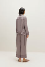 purple belted pajama set back