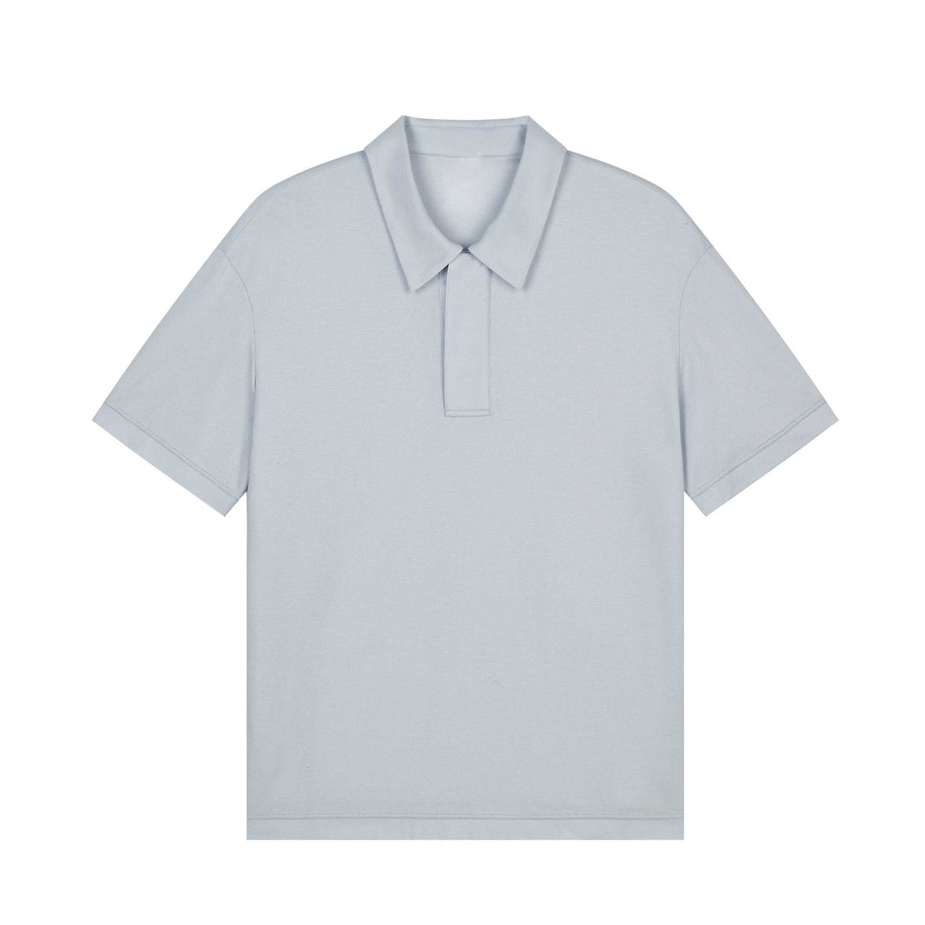 blue polo shirt