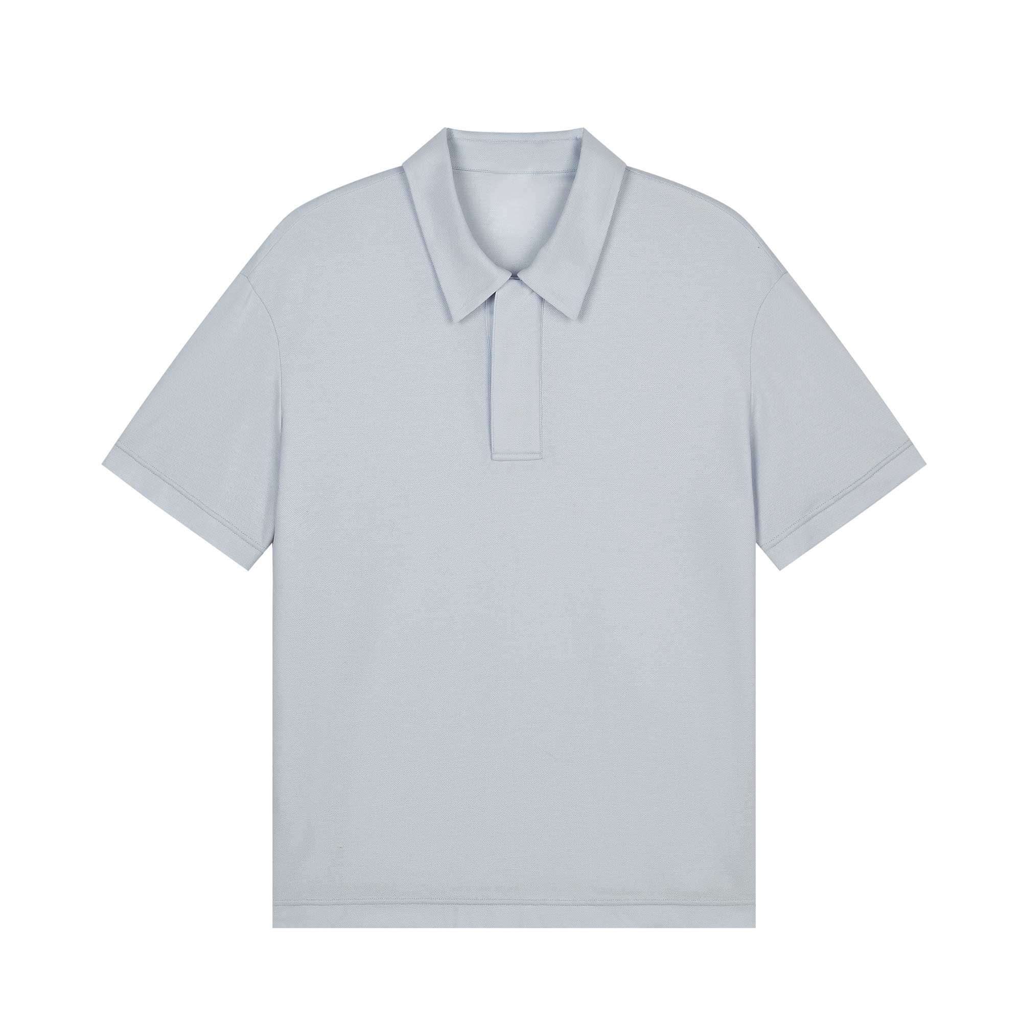 blue polo shirt