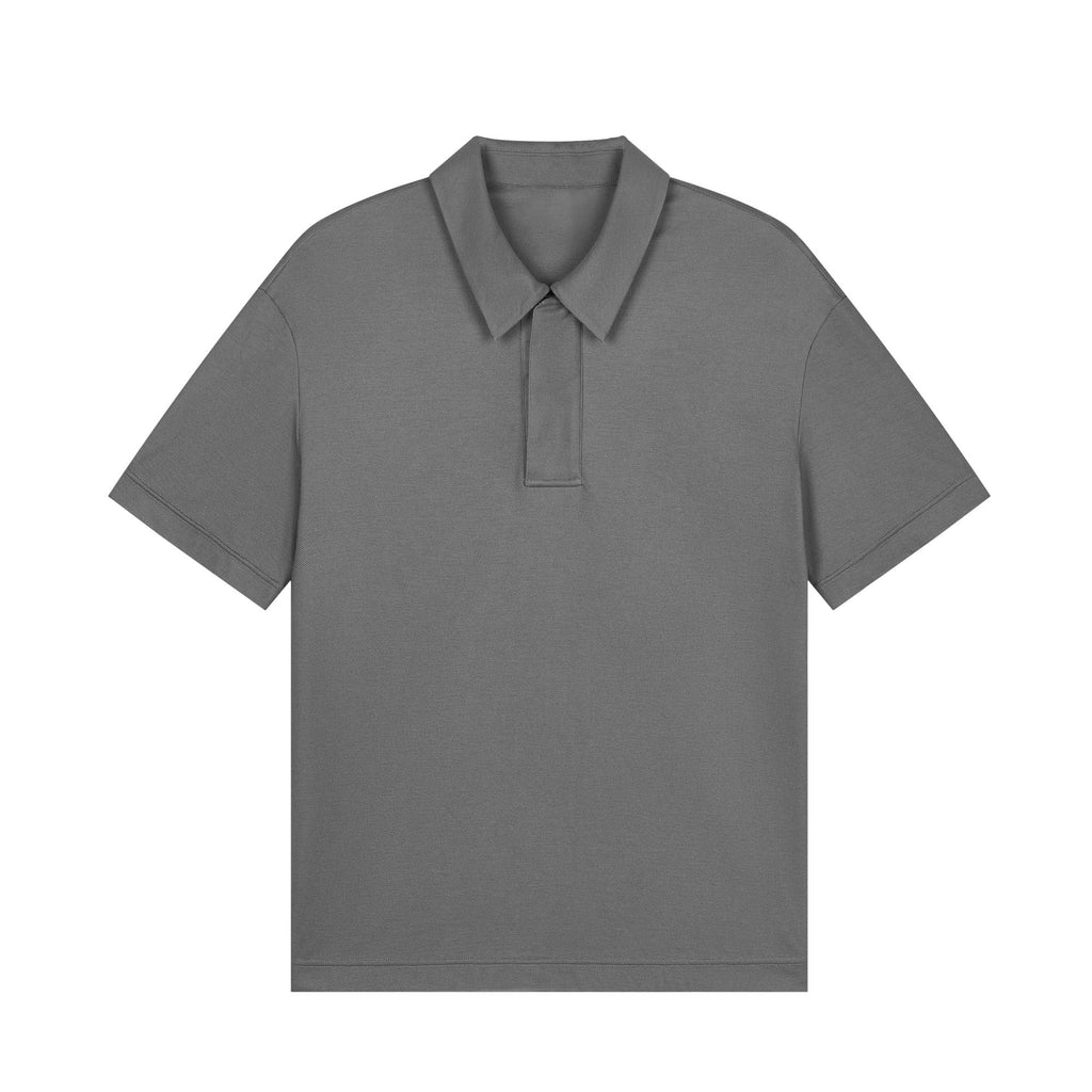 grey polo shirt